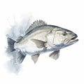 Hyper-detailed Watercolor Illustration Of A Jumping Bass