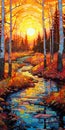 Hyper Detailed Wetland Sunset Painting Inspired By Erin Hanson