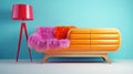 Hyper Modern Dresser Shot In Bright Daylight With Futuristic Sofa Bed