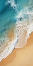 Hyper-realistic Aerial View Of A Beach With Naturalistic Ocean Waves