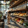 Hyper-realistic AI chatbot assisting customers in a virtual store beyond reality