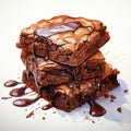 Hyper-realistic Animal Illustrations: Chocolate Brownies With Caramel Sauce
