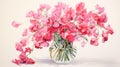 Hyper-realistic Animal Illustrations Pink Sweetpeas In A Vase