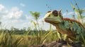 Hyper-realistic Animated Lizard On Rock: Stunning Cryengine Style Artwork Royalty Free Stock Photo