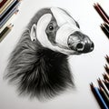 Hyper-realistic Badger Portrait With Colored Pencils