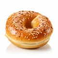 Hyper-realistic Bagel With Sesame Seeds On White Background