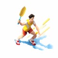 Hyper-realistic 8bit Badminton Man: Dynamic Action Scenes With Realistic Details Royalty Free Stock Photo