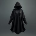 Hyper Realistic Black Hooded 3d Dress For Photoshop