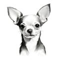 Hyper-realistic Black And White Chihuahua Dog Drawing