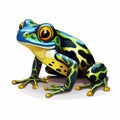 Hyper-realistic Blue And Yellow Frog Cartoon Clip Art