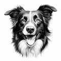 Hyper-realistic Border Collie Dog Illustration With Distinctive Line Work