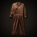 Hyper Realistic Brown Satin Jumpsuit Inspired By Hayao Miyazaki