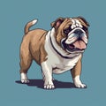 Hyper-realistic Bulldog Illustration On Blue Background