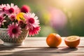 coffee fruit and flower on the table