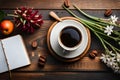 coffee fruit and flower on the table