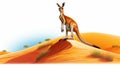 Hyper-realistic Cartoon Kangaroo Standing On Desert Mountain