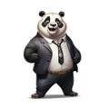 Hyper-realistic Cartoon Panda In Business Attire: Detailed Character Illustration