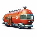 Hyper-realistic Cartoon Red Vehicle: Detailed Submarine Delivery Truck