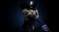 Hyper-realistic Cat Police Officer Wallpaper With Stonepunk Aesthetics Royalty Free Stock Photo