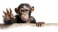 Hyper-realistic Chimp Illustration: A Stunning Portrayal Of A Chimp On A Wooden Fence Royalty Free Stock Photo