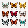 Hyper-realistic Colored Butterflies Illustration With Metallic Texture