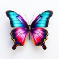 Hyper-realistic Colorful Butterfly Sculpture On White Background