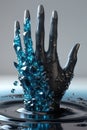 Crystallized Android Hand Emerging from Dark Liquid â Hyper-Realistic Futuristic Concept Art Royalty Free Stock Photo