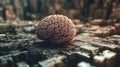 Cybernetic Brain on a Futuristic Grid. Generated AI
