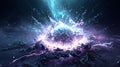Atomic explosion aftermath with plasma shockwave and debris spread. Generated Ai Royalty Free Stock Photo