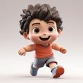 Hyper-realistic 3d Cartoon Boy Running With Cinquecento Style