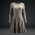 Hyper Realistic 3d Model Of Flowing Lines Knitted Dress