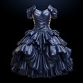 Hyper Realistic 3d Model Portrait Of Navy Dress In Liquid Metal Style