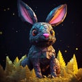 Hyper-realistic 3d Rabbit Figurine With Grotesque Touch