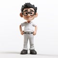 Hyper-realistic 3d Render Of Cartoon Actor In Glasses And White Shirt