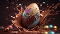 Hyper-realistic 3D sketches of whole chocolate Easter eggs in cute and colorful style.