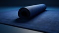 Hyper-realistic Dark Indigo Cloth Roll On Grey Table