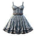 Hyper Realistic Denim Dress With Belts And Buttons