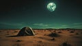 Hyper-realistic Desert Tent Under Full Moon