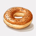 Hyper-realistic Doodle Illustration Of Bagels On White Background