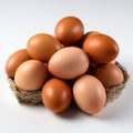 Hyper-realistic Eggs In Basket On White Background