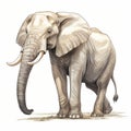 Hyper-realistic Elephant Illustration With Detailed Character And Line Drawing Style