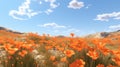 Hyper-realistic Field Of Orange Flowers In Unreal Engine