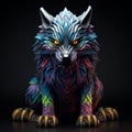 Colorful Wolf In Luminous 3d Style: Unique Character Design And Playful Coloration