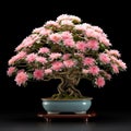 Hyper-realistic Flowering Bonsai Tree: Angura Kei Sculpture In Pink