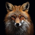 Hyper-realistic Fox Face Illustration On Black Background Royalty Free Stock Photo