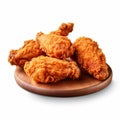 Hyper-realistic Fried Chicken On Wooden Plate - Creative Commons Attribution