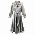 Hyper Realistic Gray Satin Wrap Dress With Moody Neo-noir Vibes