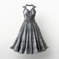 Hyper Realistic Grey Dress In Shibori Style - 3d Illustration