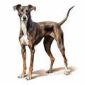 Hyper-realistic Greyhound Dog Portrait Illustration On White Background