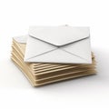 Hyper Realistic High Definition Envelope Stack On White Background